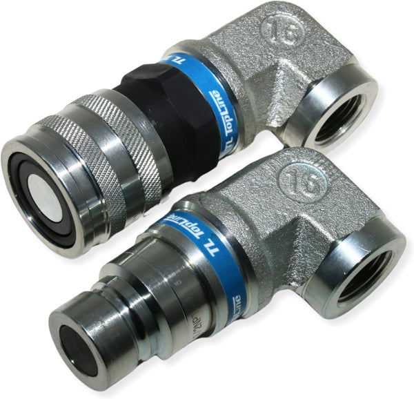 TL107 1/2 NPT Flat Face Hydraulic Quick Coupler 1/2 body 90 deg. Elbow Bobcat