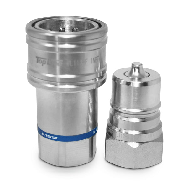 1″ NPT Hydraulic Quick Connect Coupler Set Poppet Valve, 1" Body ISO 7241-A (TL112)