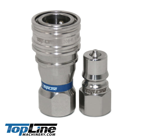 TL211 1" NPT Thread ISO 7241-B Hydraulic Coupler Set  1" body Poppet Valve- STAINLESS STEEL