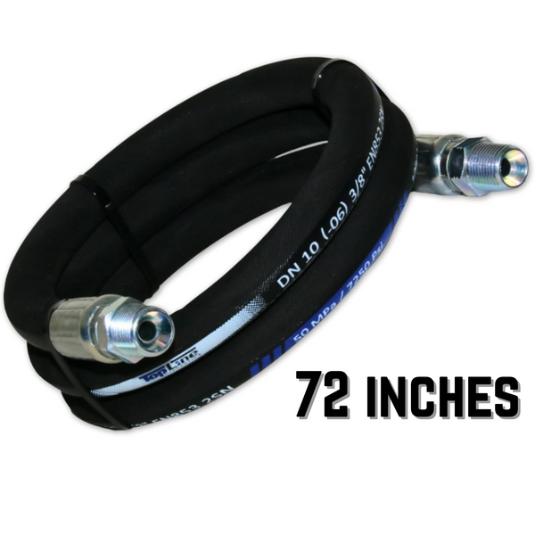 3/8" Hydraulic Hose Assembly with Male NPT X Male NPT 7,250 psi (48-72 inches) SAE 100 R2AT 2-Wire Braided, Oil-Resistant Rubber Tube, High-Tensile Steel Reinforced | Model HFR206-061M-061M
