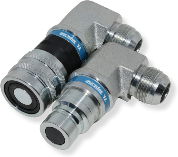 TL31 3/4 JIC Male 90 deg Elbow Flat Face Hydraulic Quick Connect Coupler Set 1/2