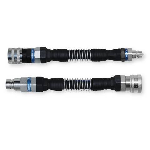 1/2" Flat Face to Ag Style Hydraulic Quick Coupler Adapter Set | Convert Tractor Hydraulics to Bobcat Coupling | Heavy-Duty | 5076 PSI | Zinc Plated | ISO 16028 to ISO 5675 | W/Dust Caps | Model TL36-FLEX