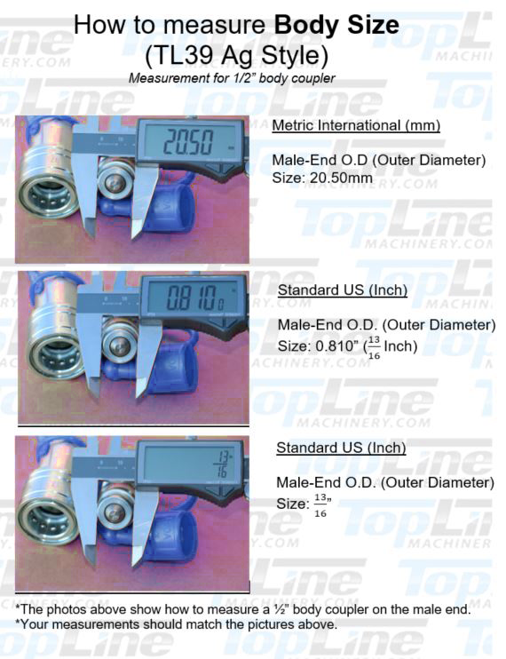 TL39-F 1/2" NPT Thread Female Ag Quick Connect Hydraulic Poppet style Coupler Easy Push/Pull Design 1/2" body size for Tractor Bobcat Skid Steer Loaders Implements