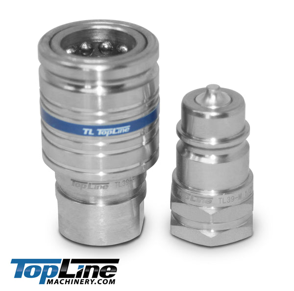 TL39 1/2" NPT Thread Ag Quick Connect Hydraulic Poppet style Coupler Easy Push/Pull Design 1/2" body size for Tractor Bobcat Skid Steer Loaders Implements