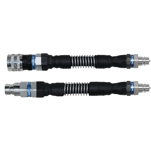 1/2" Flat Face to Ag Style Hydraulic Quick Coupler Adapter Set | Install Flat Face Connector on Skid Steer | 5076 PSI | Zinc Plated | ISO 16028 to ISO 5675 | with Dust Caps | Model TL46-FLEX