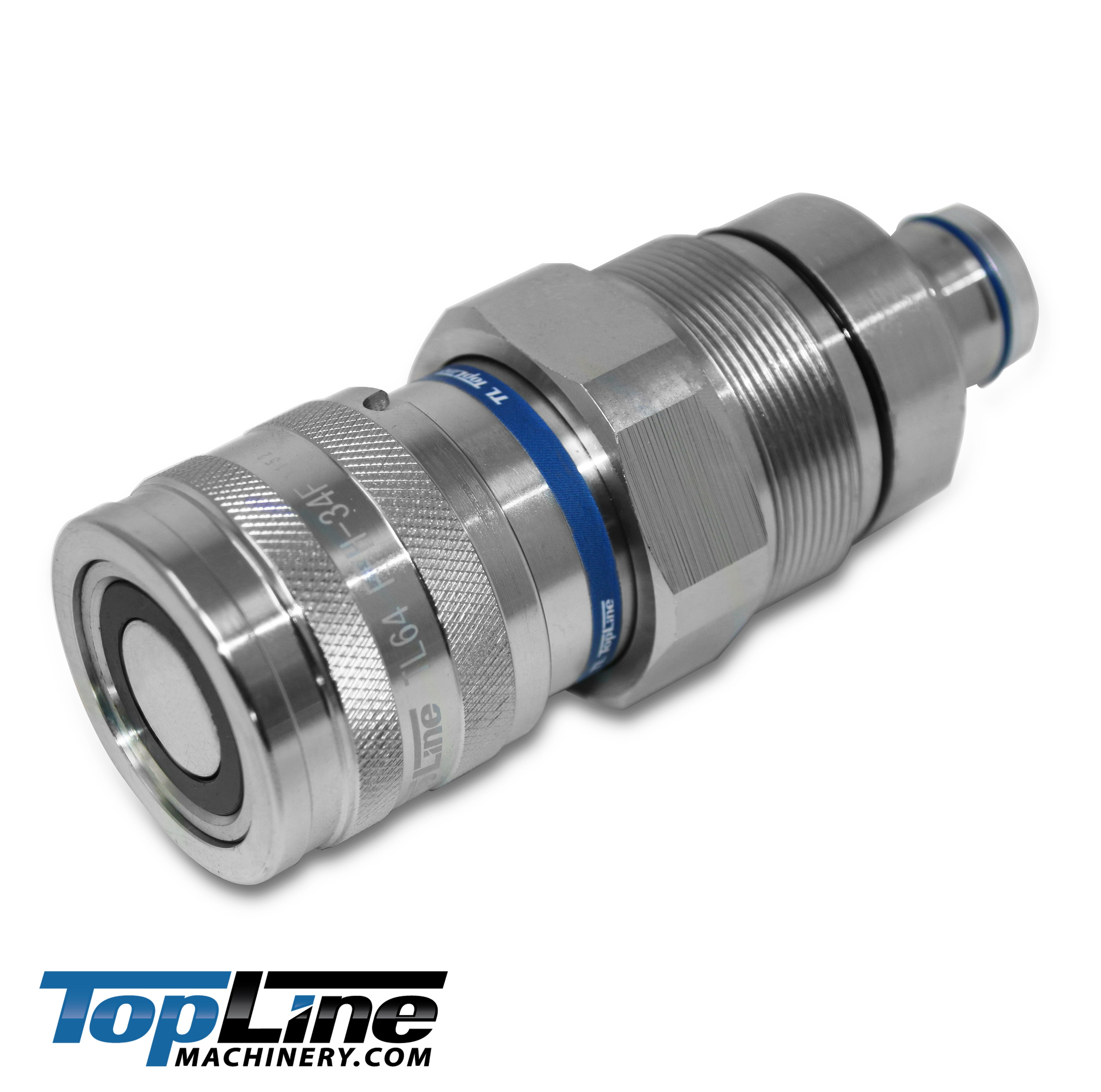 Flat Face High Flow Skid Steer Hydraulic Coupler Set – 3/4 Body X 3/4 SAE, With Dust Caps – ISO 16028, 5076 PSI, 52 GPM