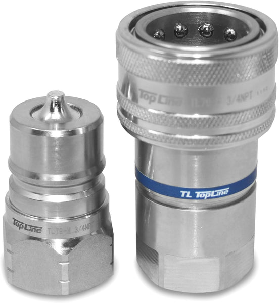 3/4″ NPT ISO 7241-A Quick Disconnect Hydraulic Coupler Set Poppet Valve, 3/4" body size TL79