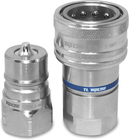 3/4″ NPT ISO 7241-A Quick Disconnect Hydraulic Coupler Set Poppet Valve, 3/4" body size TL79