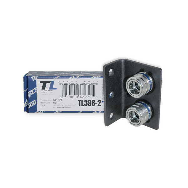 1/2" Body 1/2" NPT AG Thread | Agricultural Couplers Hydraulic Quick Connect with Break Away Mounting Bracket | ISO 5675 | Skid Steer Bobcat Attachment | Push/Pull Heavy-Duty Coupling | Model TL39B-2