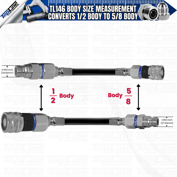 Adapter Set Flat Face Coupler ISO 16028 that converts 1/2 body to 5/8 body size (TL146)