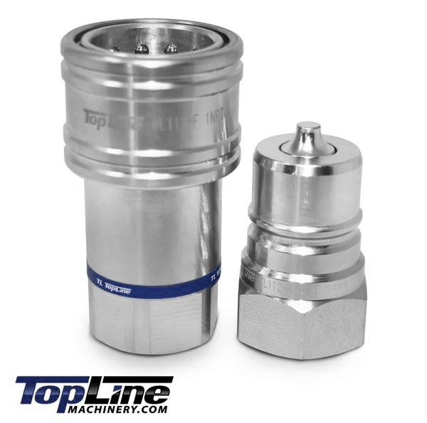 1″ NPT Hydraulic Quick Connect Coupler Set Poppet Valve, 1" Body ISO 7241-A (TL112)