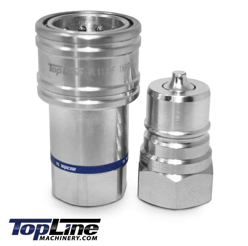 1″ NPT Hydraulic Quick Connect Coupler Set Poppet Valve, 1" Body ISO 7241-A (TL112)