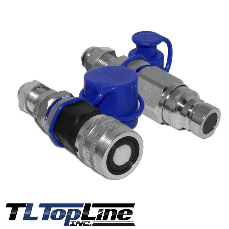 3/4" JIC (#12) Bulkhead Thread - 3/4" High Flow Flat Face Quick Connect Hydraulic Coupler (TL121)