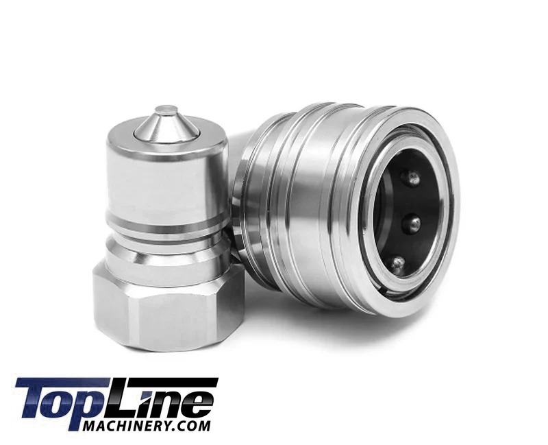 3/8" NPT Thread Hydraulic Coupler Set 3/8" ISO 7241-B Poppet Valve TL207 - STAINLESS STEEL