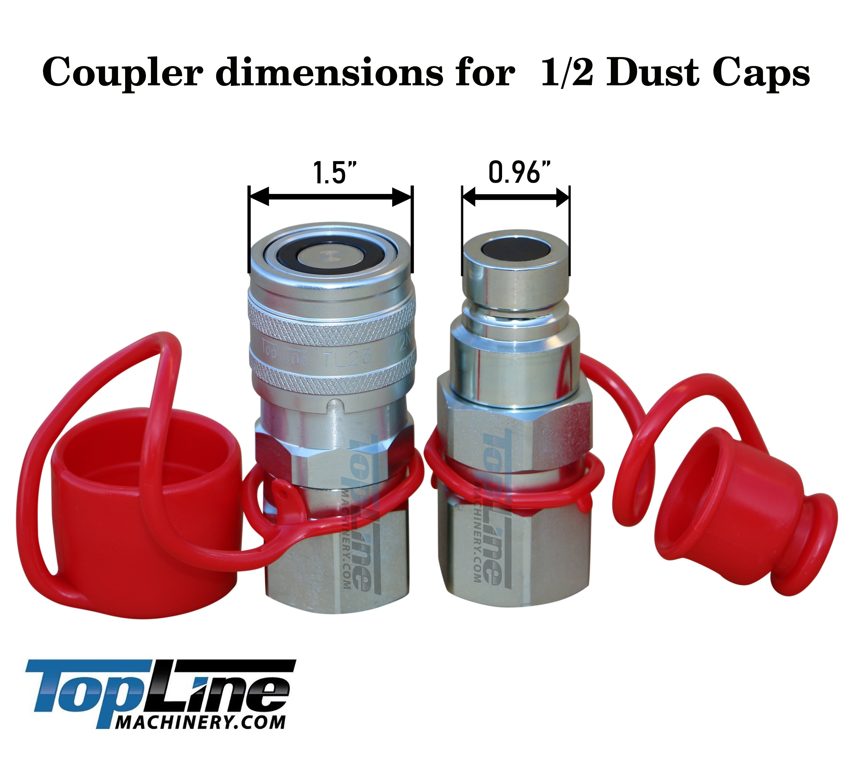 Spring Coupler Cap TL107 1/2 NPT Flat Face Hydraulic Quick Coupler 1/2 body 90 deg. Elbow ...