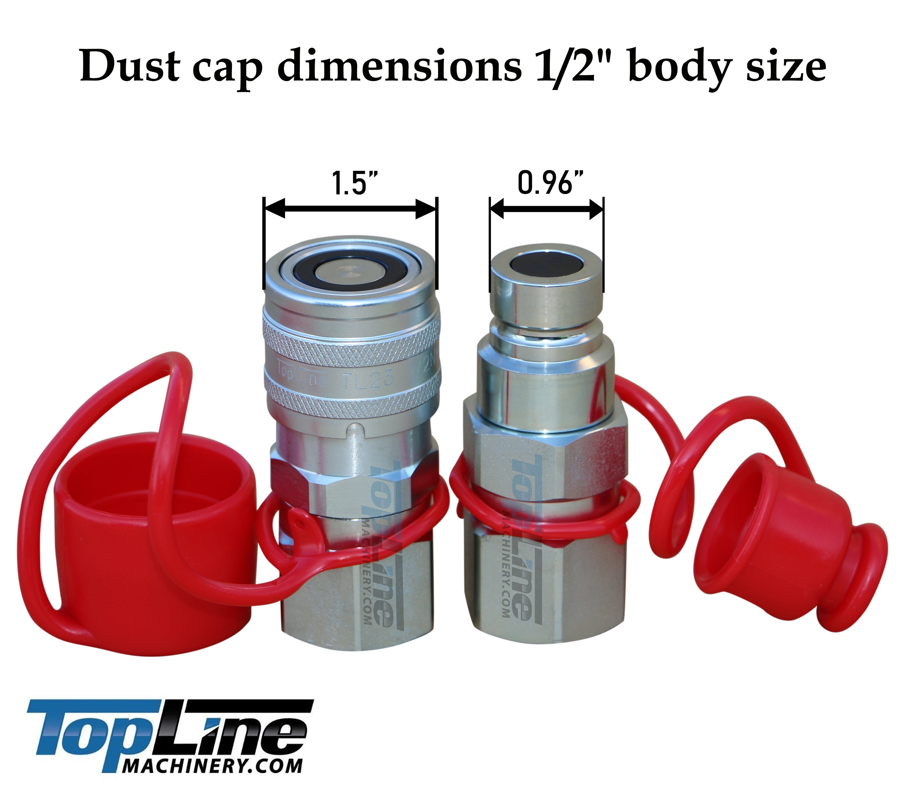 Dust cap set for Flat Face Hydraulic quick coupler Bobcat skid steer (2 Sets)