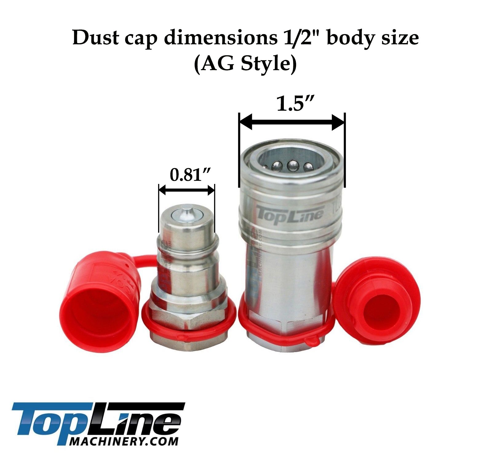 1/2" body Ag Style Dust caps for Agricultural quick couplers (standard size)