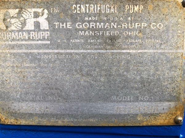 Gorman Rupp Centrifugal Pump 16C2-F240