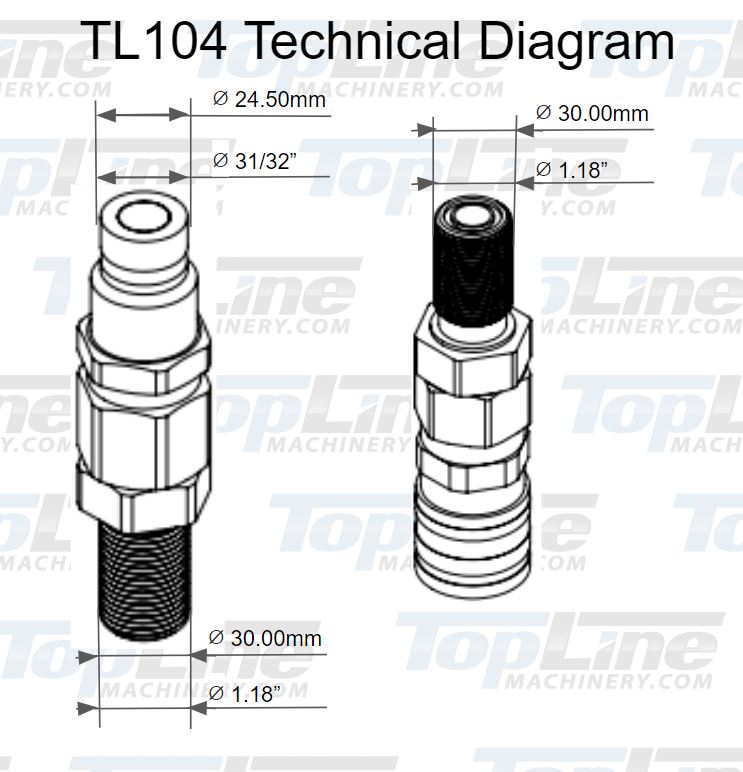 TL104-M 3/4" ORFS Thread Male Flat Face Quick Connect Hydraulic Coupler Bulkhead 1/2" body size for John Deere mini excavator