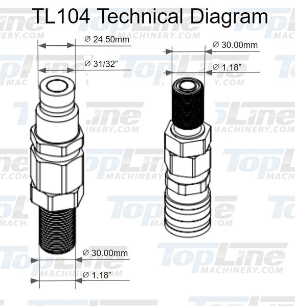 TL104-M 3/4" ORFS Thread Male Flat Face Quick Connect Hydraulic Coupler Bulkhead 1/2" body size for John Deere mini excavator