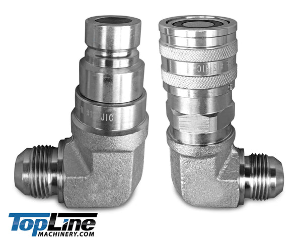 TL31 3/4 JIC Male 90 deg Elbow Flat Face Hydraulic Quick Connect Coupler Set 1/2