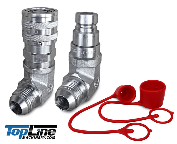 TL31 3/4 JIC Male 90 deg Elbow Flat Face Hydraulic Quick Connect Coupler Set 1/2