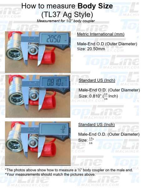 TL37-M 1/2" NPT Thread Ag Quick Connect Hydraulic Poppet style Coupler 1/2" body size for Tractor Bobcat Skid Steer Loaders Implements (Pack of 2)