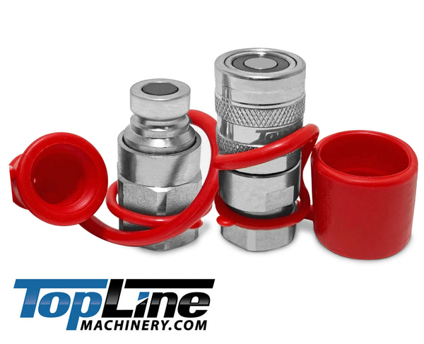 TL47 3/8 SAE Thread Flat Face Quick Connect Hydraulic Couplers Set 1/4 Body ISO 16028 with Dust Caps