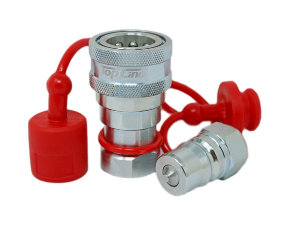 TL70 1/4" NPT Thread 1/4" Body Hydraulic Coupler Set  ISO 7241-B  Poppet  Bobcat