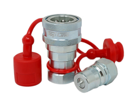 TL70 1/4" NPT Thread 1/4" Body Hydraulic Coupler Set  ISO 7241-B  Poppet  Bobcat