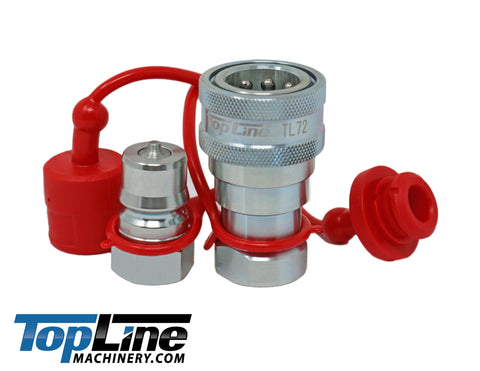 TL72 1/2" NPT Thread ISO 7241-B Hydraulic Quick Coupler Set 1/2" body Poppet Valve